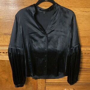 Express Design Studio Black Silk Cinched Long Sleeve
Blouse